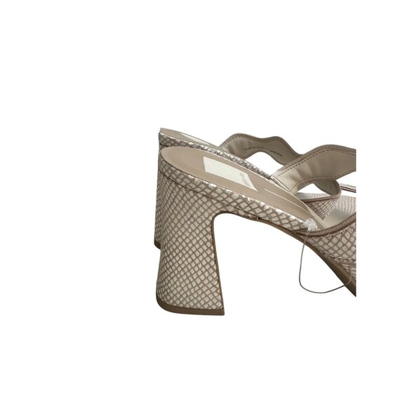 DOLCE VITA  Tan White Leather Double Strap Sandals Heels Size 12 NEW NWOB - Picture 5 of 9